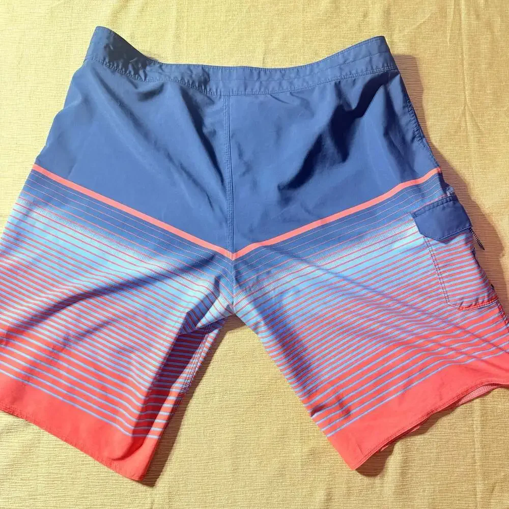 Billabong Recycled All Day Pro Board Shorts, Mens 40, Red & Blue Striped